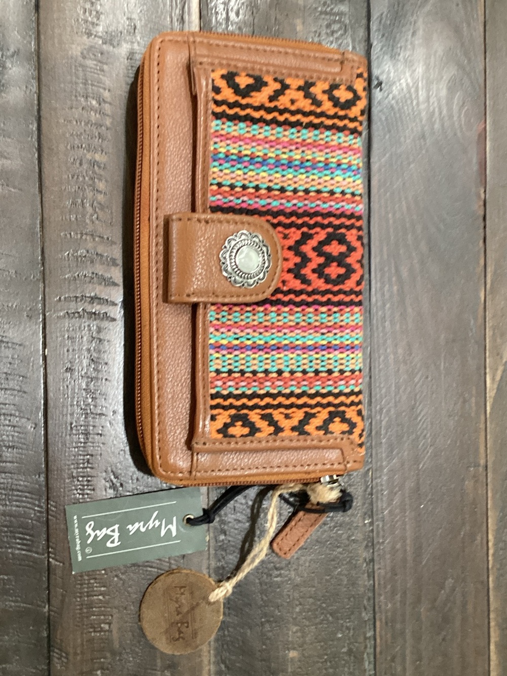 Myra‎ Bag Multicolor Woven Brown Zip Wallet